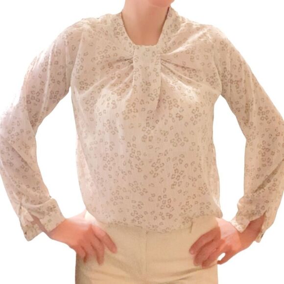 🌷 Dorothy Perkins🌷Sheer Cream White Animal Print Blouse Shirt - Picture 3 of 14